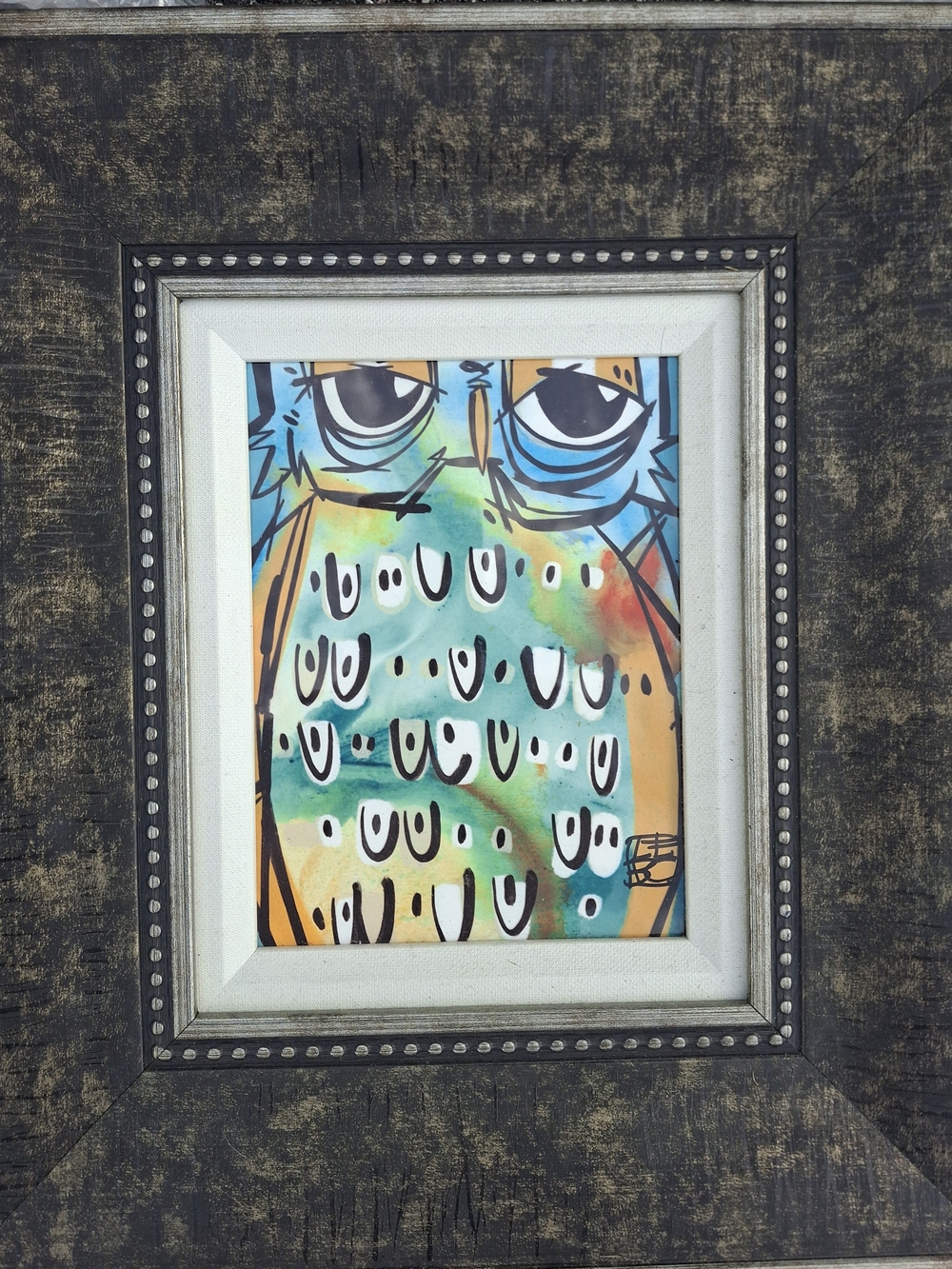 Framed Colorful Owl Wall Art - Multicolor